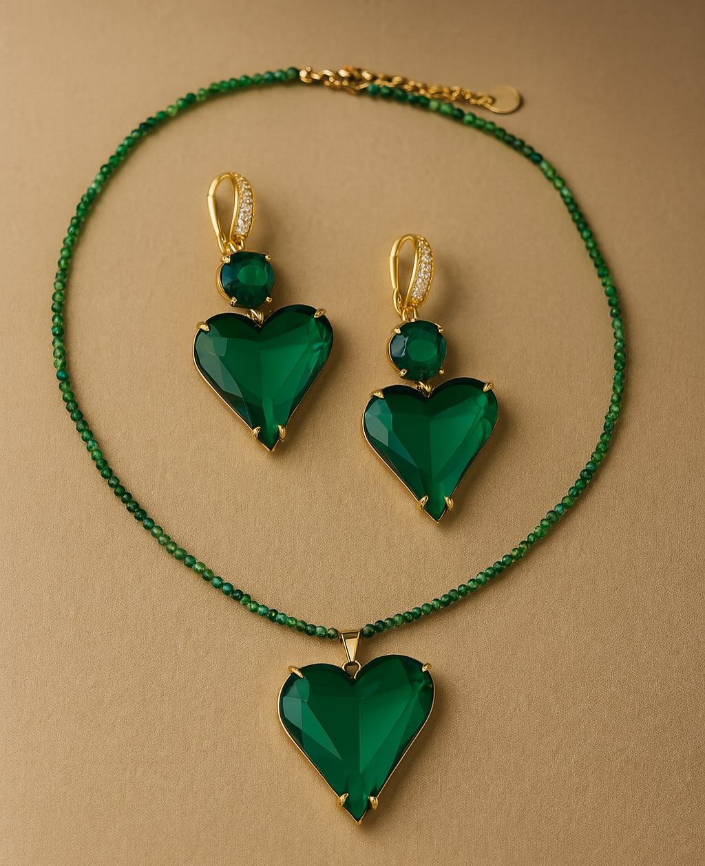 Set di gioielli con pietre preziose a forma di cuore – Collana e orecchini placcati in oro Jewelry Set km5m85-r3.myshopify.com