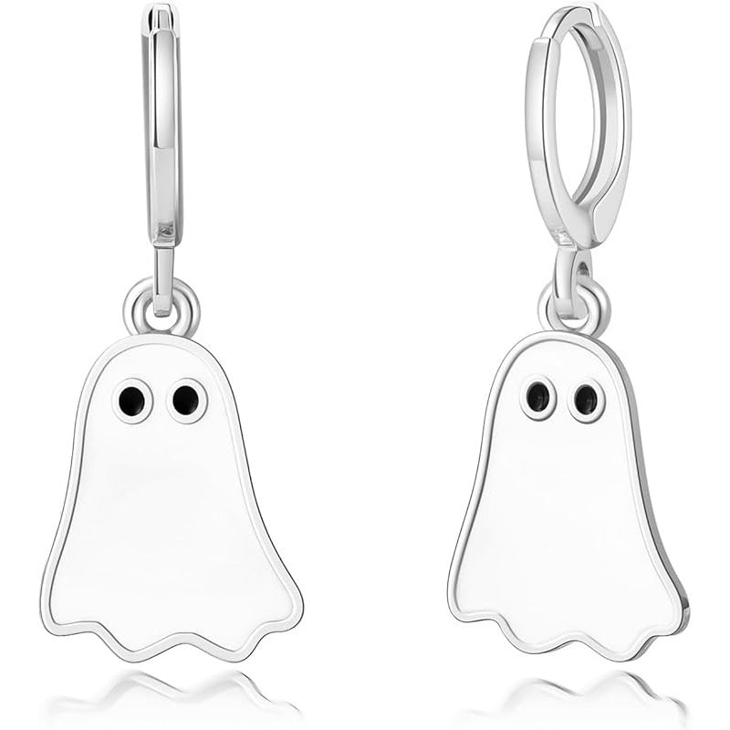 Orecchini Huggie a Cerchio in Oro a Forma di Fantasma