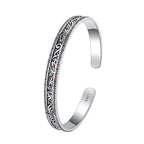 Bracciale in argento sterling S925 con motivo retrò Tang Grass Rattan intagliato