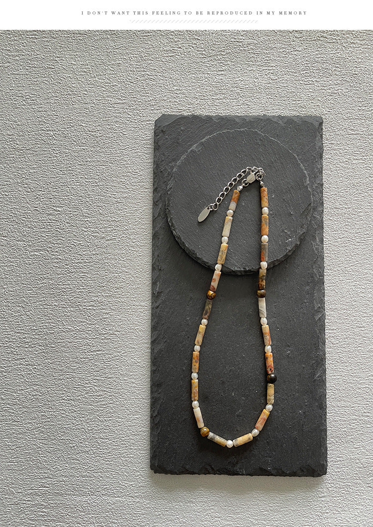 Collana da Donna con Perle d’Acqua Dolce e Occhio di Tigre