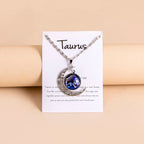 Collana Donna con Ciondolo Luna e 12 Charms Zodiaco in Vetro