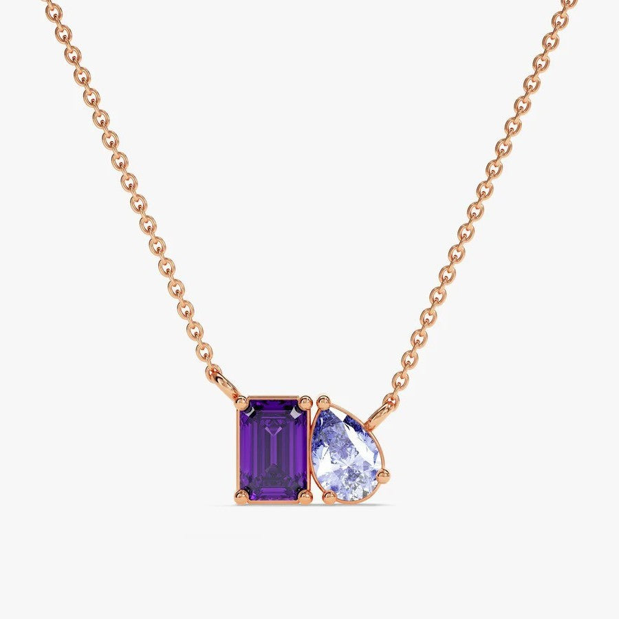 Collana Semplice con Zircone a Goccia Rettangolare