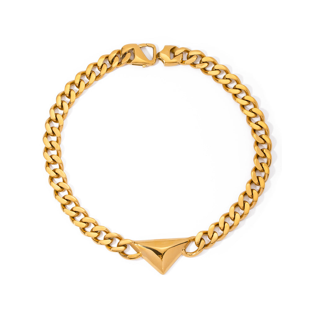 Collana triangolare in acciaio inossidabile oro 18 carati