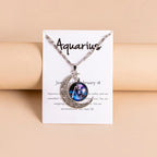 Collana Donna con Ciondolo Luna e 12 Charms Zodiaco in Vetro