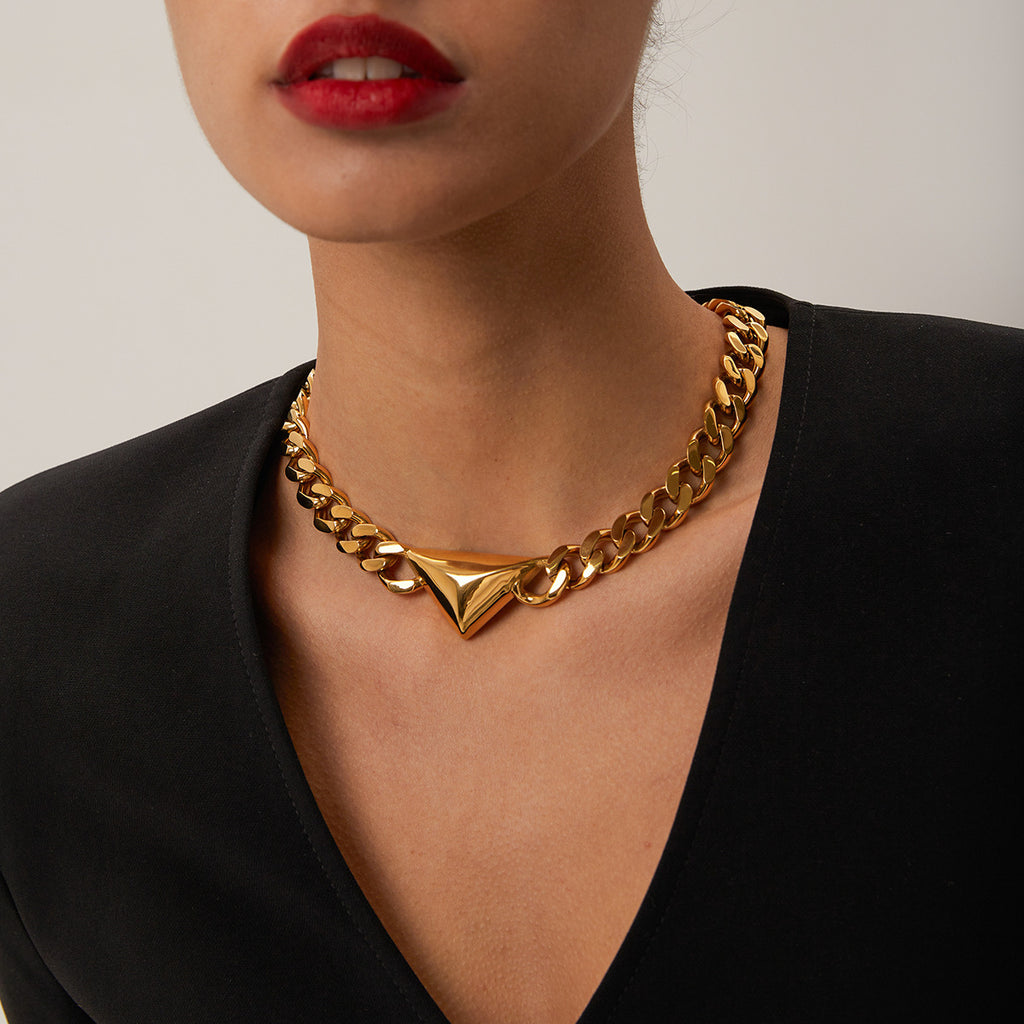 Collana triangolare in acciaio inossidabile oro 18 carati