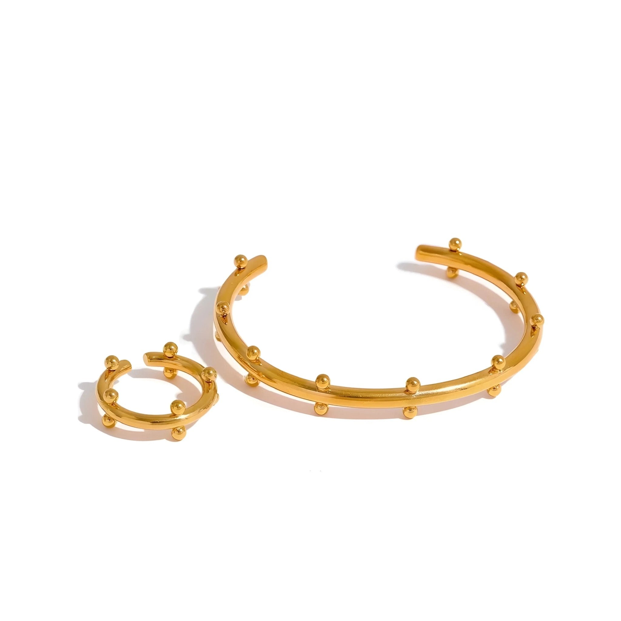 Set BEHI FLORELLE - Bracciale e Anello in Acciaio Placcato Oro 18k | Gioielli Perfetti - gioielliperfetti.it