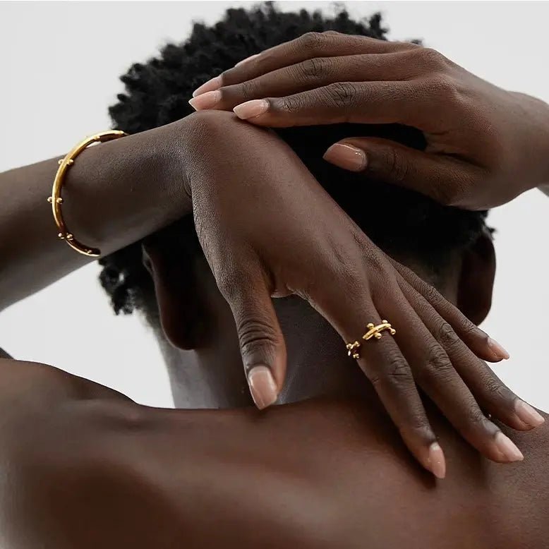 Set BEHI FLORELLE - Bracciale e Anello in Acciaio Placcato Oro 18k | Gioielli Perfetti - gioielliperfetti.it