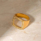 Anello BEHI PILAR - Acciaio Inossidabile Placcato Oro con Zirconi Scintillanti | BEHI MILANO - gioielliperfetti.it