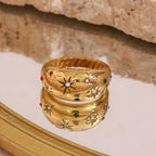 Anello BEHI CAMILA - Acciaio Oro PVD, Zirconi Stellati | BEHI MILANO - gioielliperfetti.it