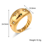 Anello BEHI CAMILA - Acciaio Oro PVD, Zirconi Stellati | BEHI MILANO - gioielliperfetti.it