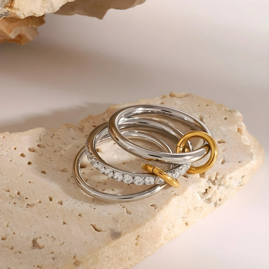 Anello BEHI CARLITA - Oro 18k, Acciaio Ipoallergenico & Zirconi | BEHI MILANO - gioielliperfetti.it