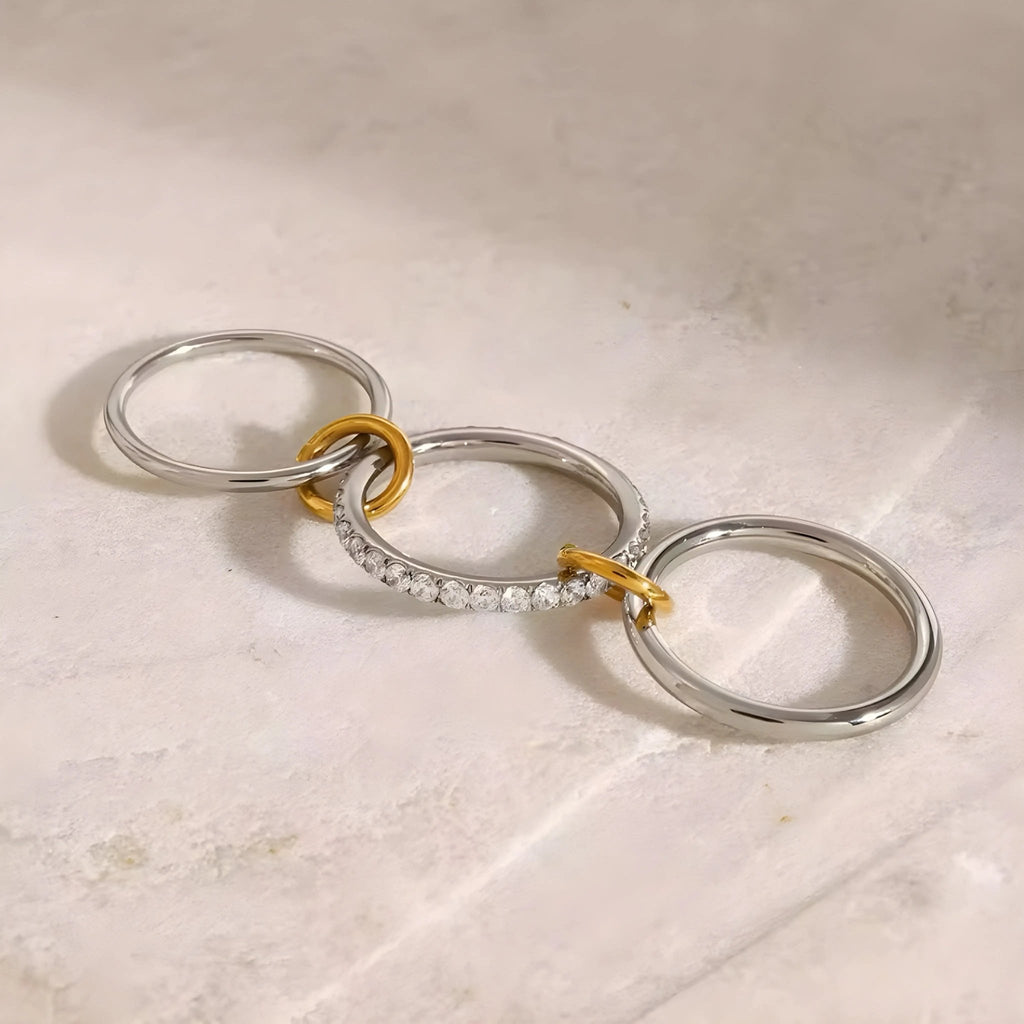 Anello BEHI CARLITA - Oro 18k, Acciaio Ipoallergenico & Zirconi | BEHI MILANO - gioielliperfetti.it