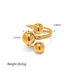 Anello BEHI MIA donna moderno, oro 18k, acciaio inossidabile, con tre sfere lucide dorate.