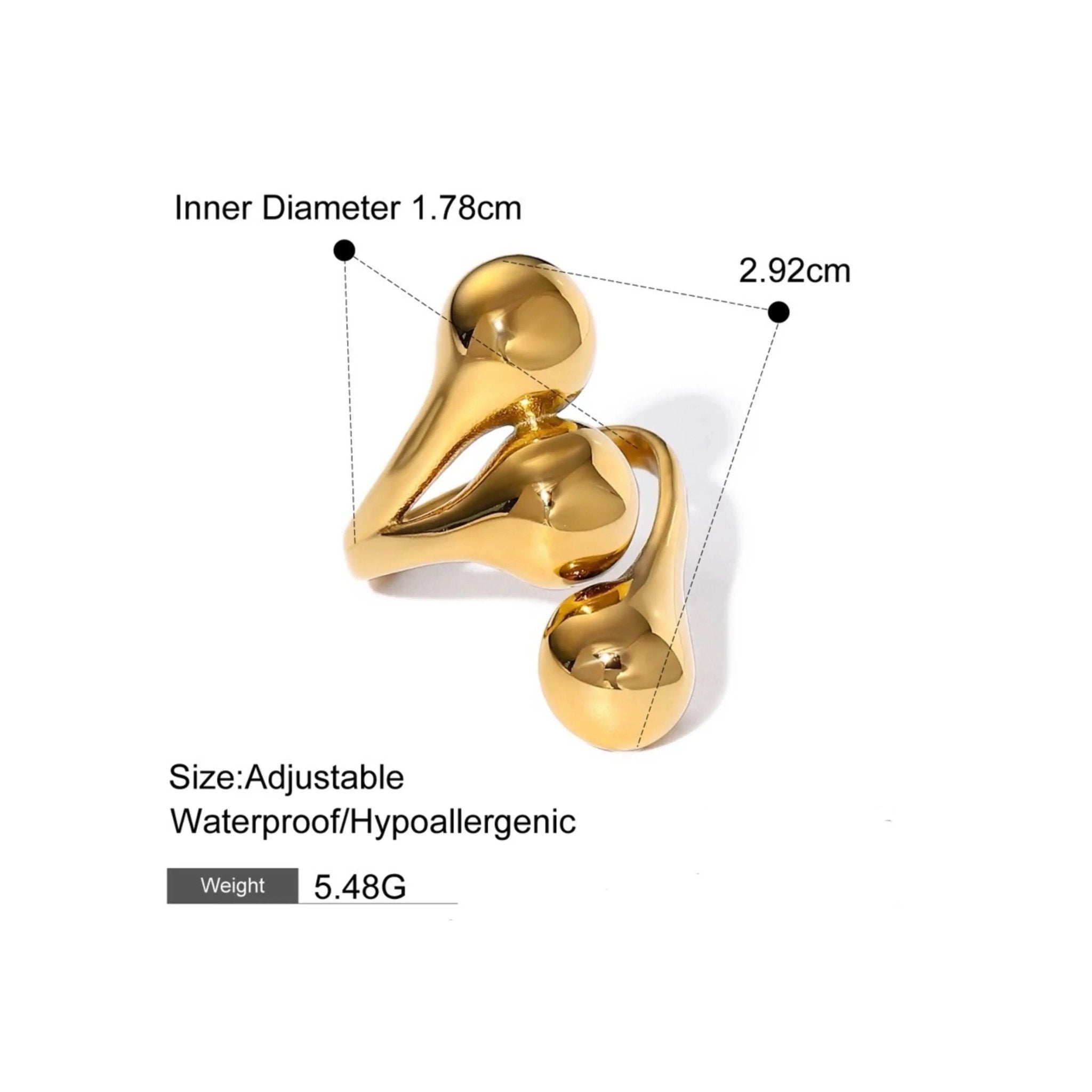 Anello Regolabile BEHI MILANO LETIZ - Acciaio Inossidabile Placcato Oro PVD | Gioielli Perfetti - gioielliperfetti.it