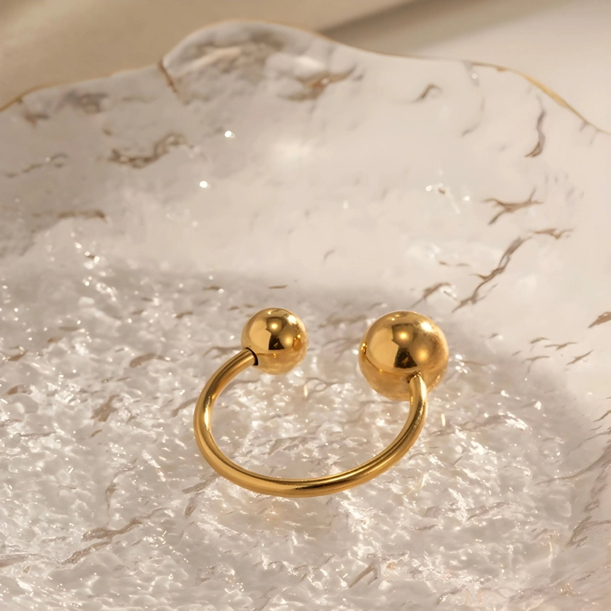 Anello BEHI ADRIANA - Sfere Delicate, Oro PVD Regolabile | gioielliperfetti.it - gioielliperfetti.it