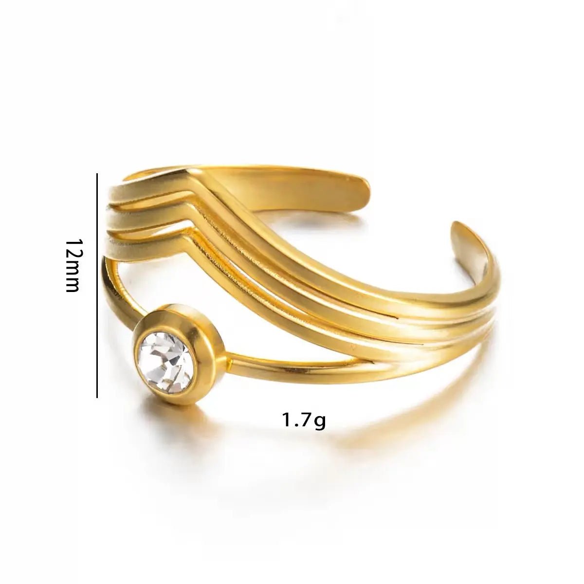 Anello BEHI SHARA - Splendore Regolabile in Acciaio Inossidabile Placcato Oro 18k con Zircone | BEHI MILANO - gioielliperfetti.it