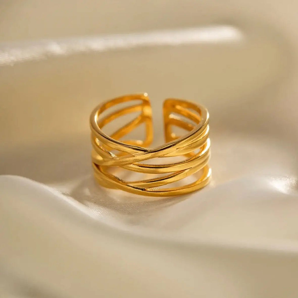 Anello BEHI EDEN Regolabile - Oro 18k, Acciaio Inossidabile, Design Geometrico | BEHI MILANO - gioielliperfetti.it