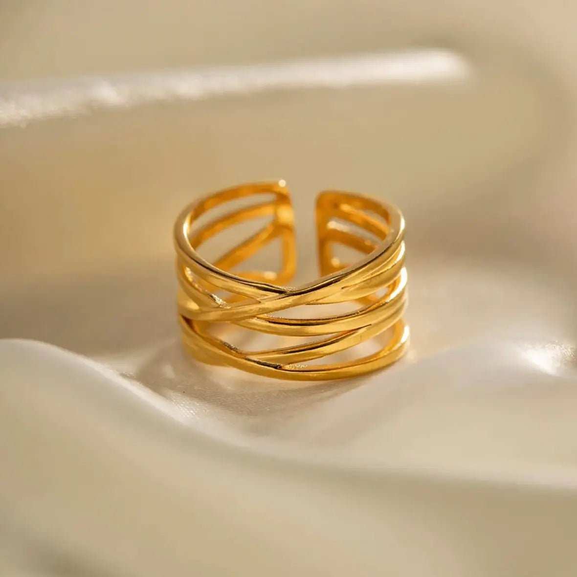 Anello BEHI EDEN Regolabile - Oro 18k, Acciaio Inossidabile, Design Geometrico | BEHI MILANO - gioielliperfetti.it