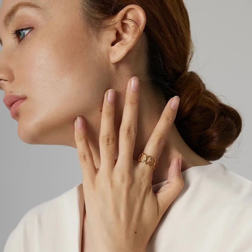 INDORA BEHI MILANO Ring – 18 Karat Gold PVD, verstellbarer Edelstahl | Perfetti-Juwelen - gioielliperfetti.it