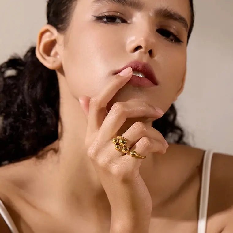 Anello BEHI LELLA - Acciaio Inossidabile Placcato Oro 18k, Regolabile | Gioielli Perfetti - gioielliperfetti.it