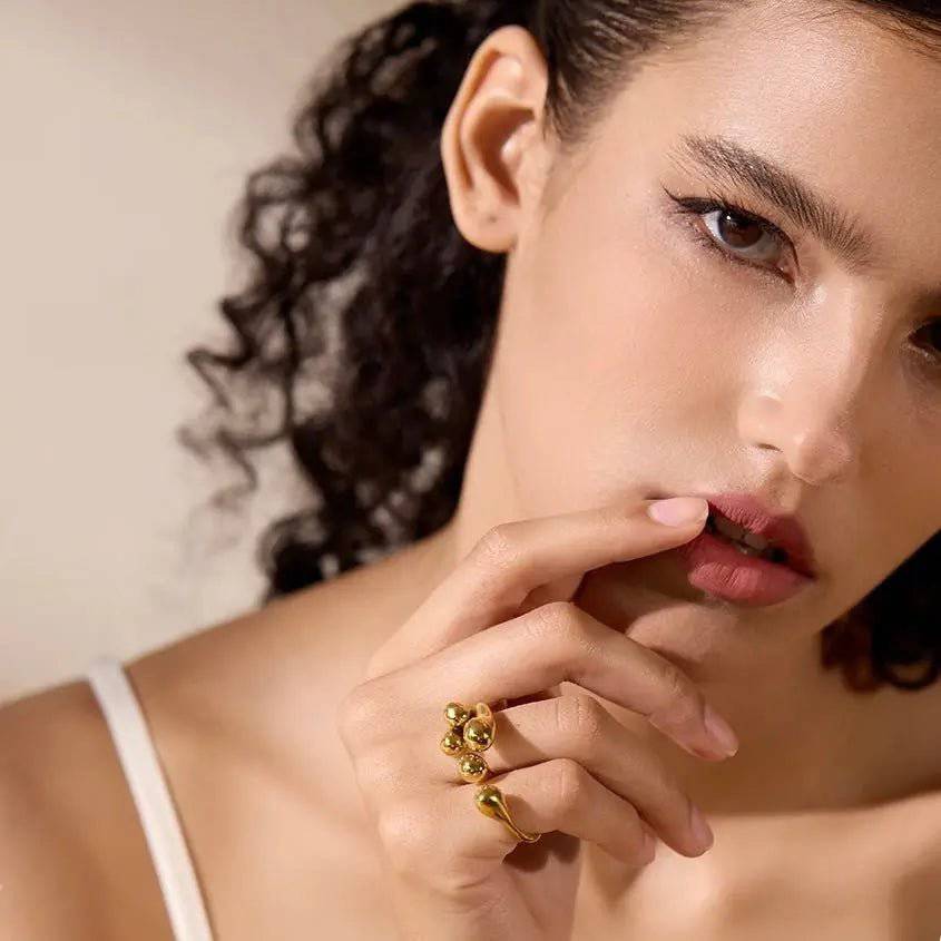 Anello BEHI LELLA - Acciaio Inossidabile Placcato Oro 18k, Regolabile | Gioielli Perfetti - gioielliperfetti.it