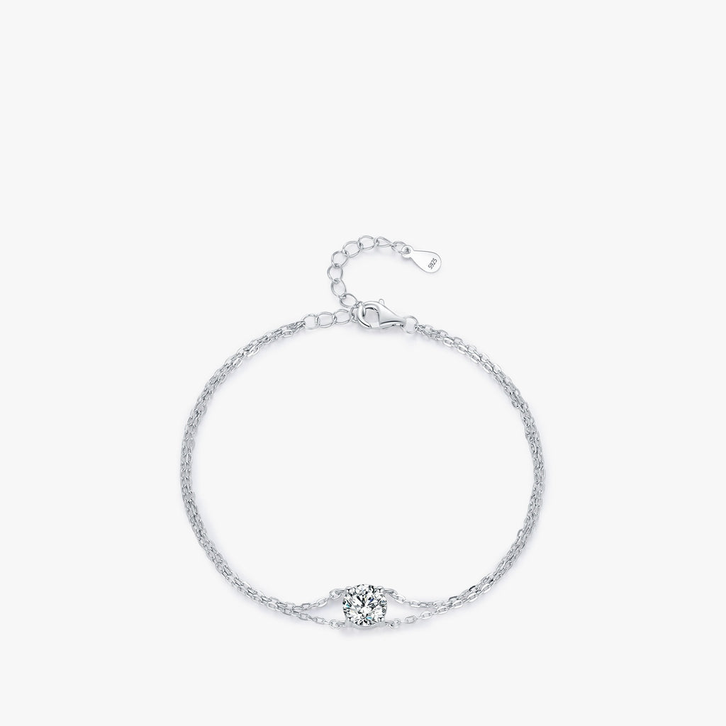 Bracciale Doppi Strato in Argento 925 con Moissanite 1 Carato