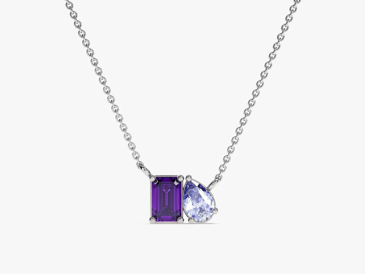 Collana Semplice con Zircone a Goccia Rettangolare