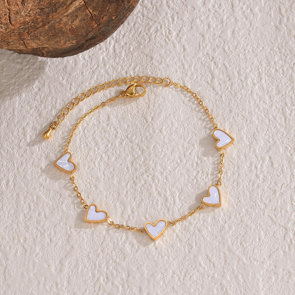 Bracciale in Acciaio Inossidabile con Cuore Smaltato