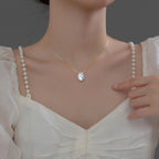 Collana in Argento S925 con Perla Piatta Irregolare