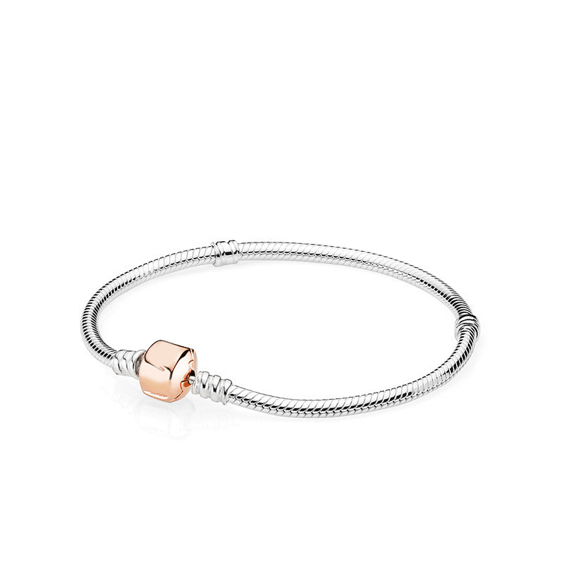 Catena a forma di serpente con fibbia in oro rosa in argento sterling