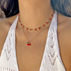 Collana, Bracciale e Cavigliera con Ciondolo a Ciliegia Rossa