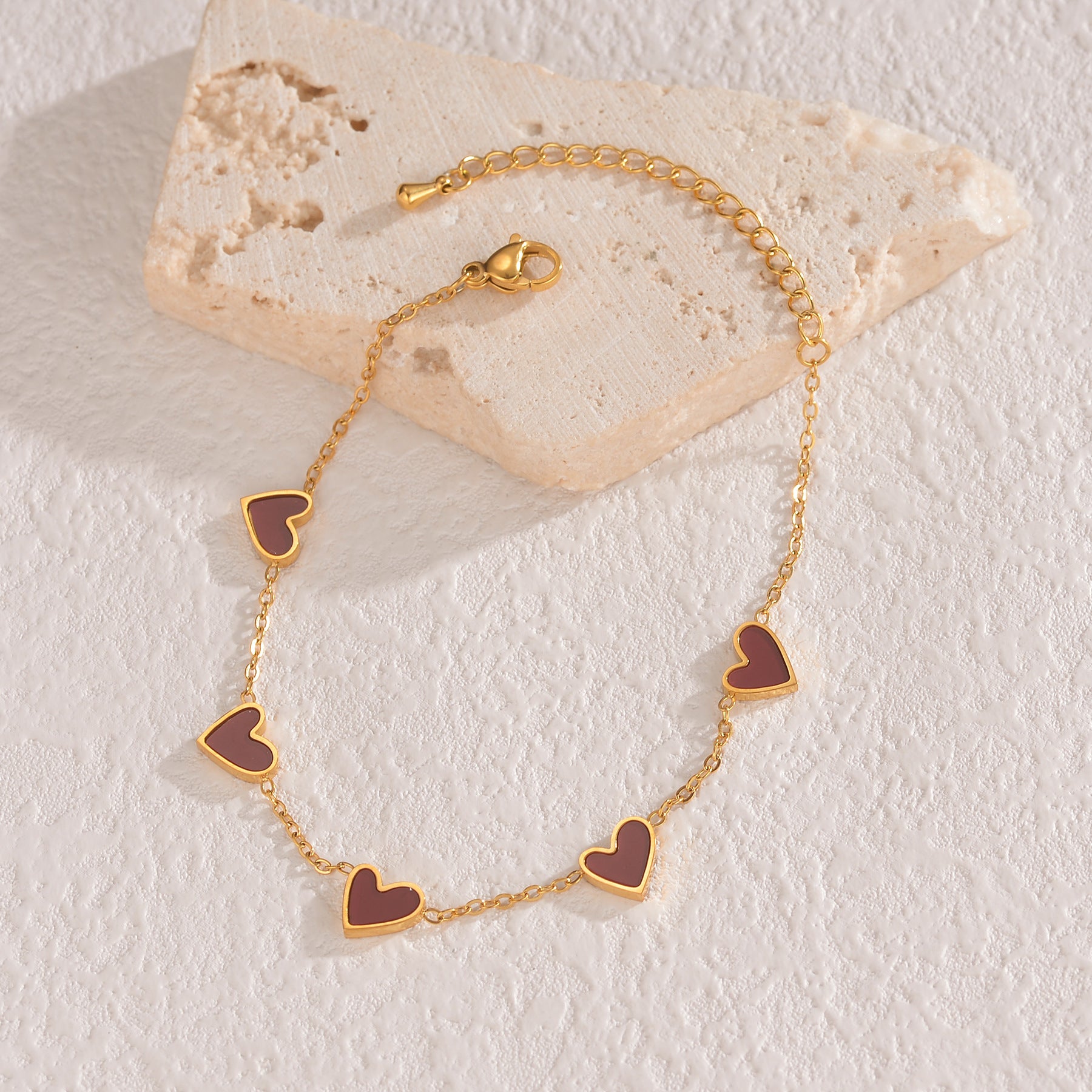 Bracciale in Acciaio Inossidabile con Cuore Smaltato