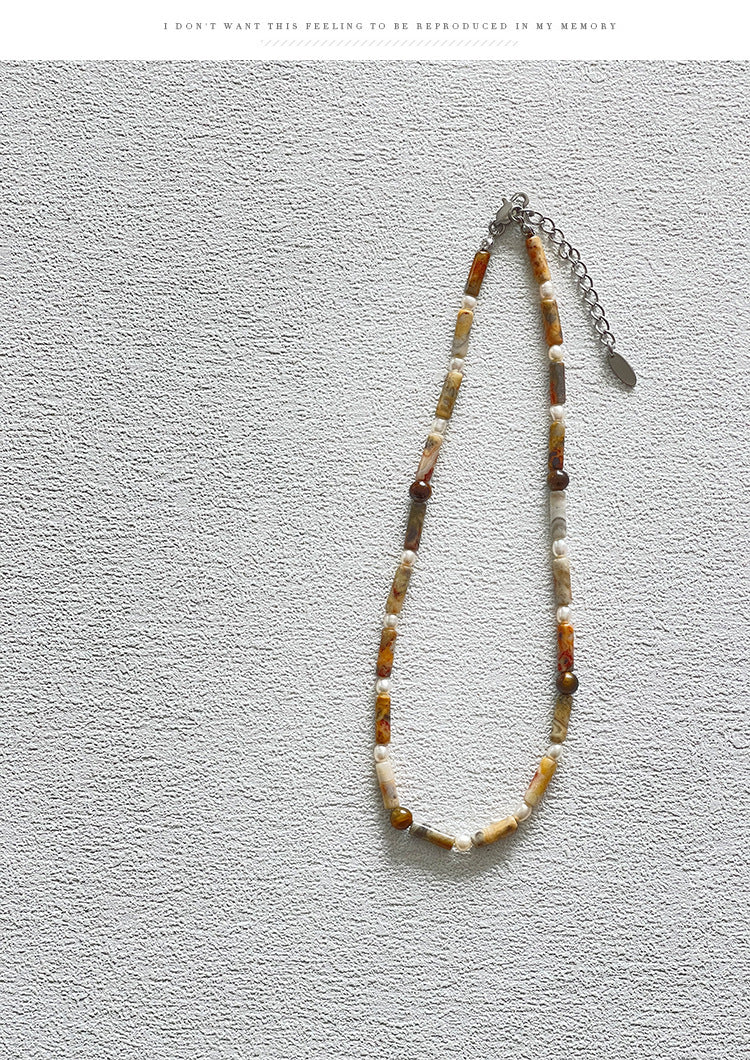 Collana da Donna con Perle d’Acqua Dolce e Occhio di Tigre