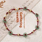 Cavigliera con Perle – Bracciale Intrecciato con Cordino Rosso