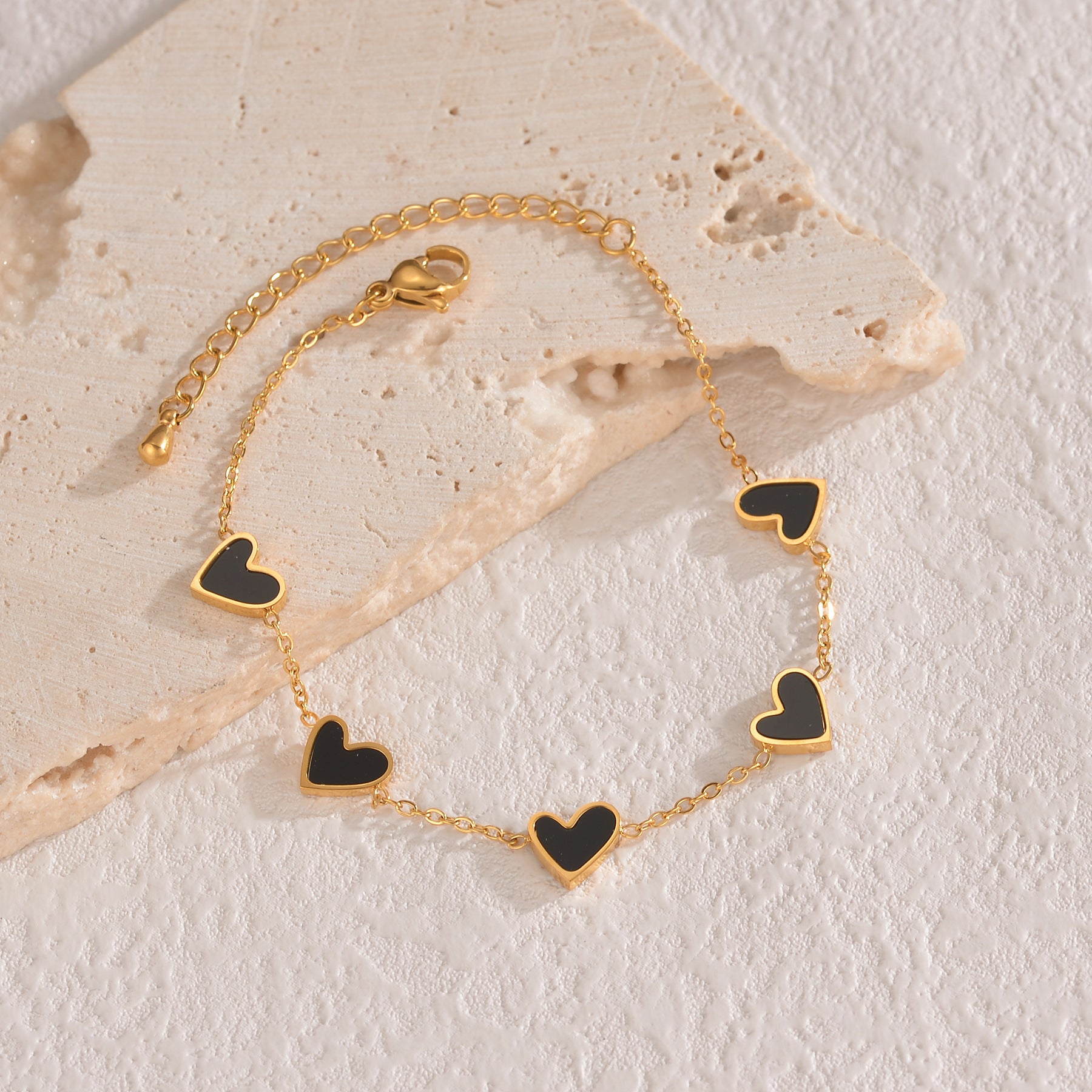Bracciale in Acciaio Inossidabile con Cuore Smaltato