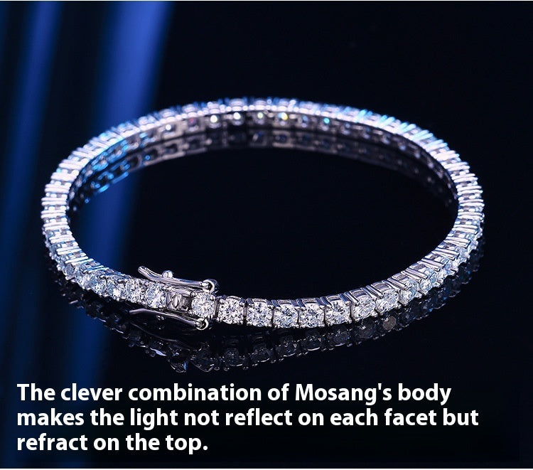 Bracciale da tennis con 10 punti di moissanite in argento sterling S925