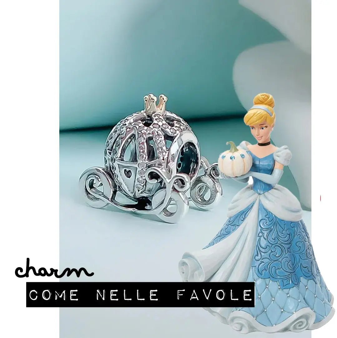 Charm Carrozza Incantata Argento S925 con Cristalli | Bracciale Filo Rosso - gioielliperfetti.it