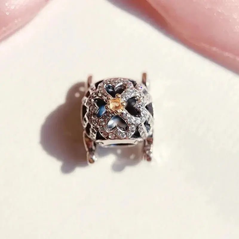 Charm Carrozza Incantata Argento S925 con Cristalli | Bracciale Filo Rosso - gioielliperfetti.it