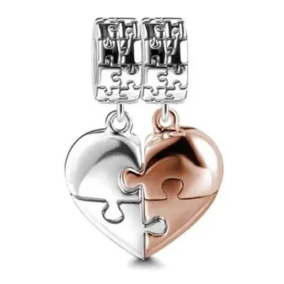 Puzzle-Herz-Anhänger „Mutter Tochter“, zweifarbig, S925-Silber – Symbol für ewige Verbundenheit und Verfeinerung | schmuck.it - ​​​​schmuck.it