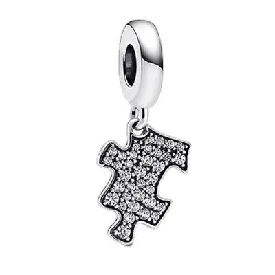 Charm pendente puzzle in argento S925 con zirconi, per bracciale Filo Rosso, gioiello unione affinità