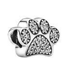 Charm Zampa 'My PET' in argento S925, con zirconi bianchi scintillanti, per Filo Rosso del Destino