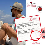 Uomo con bracciale Filo Rosso e charm S925 "Love is Forever", biglietto romantico e logo Filo Rosso