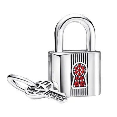 Charm 'Lock Me' Argento S925 - Simbolo di Legame Eterno per il Tuo Filo Rosso del Destino | gioielliperfetti.it - gioielliperfetti.it