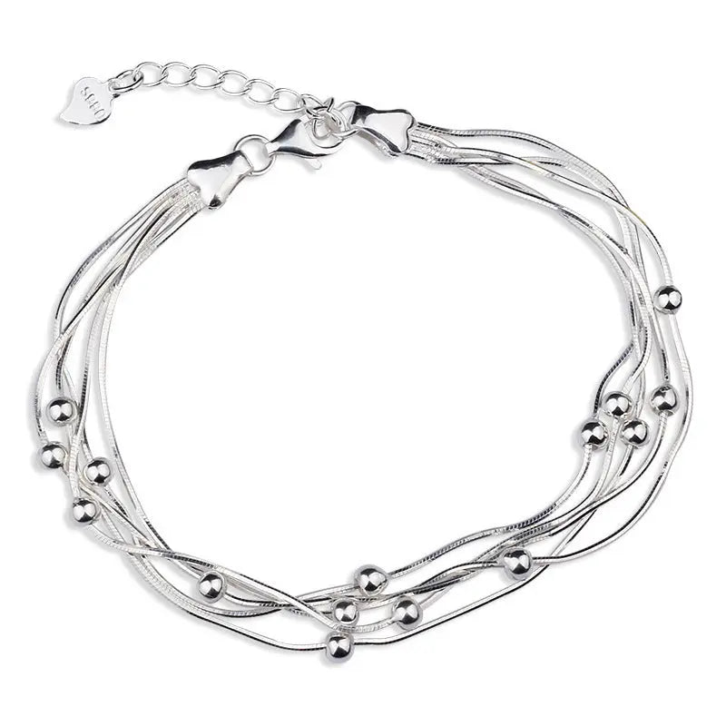 Bracciale Argento Sterling S925 Donna - Design a Strati con Perline | Gioielli Perfetti - gioielliperfetti.it