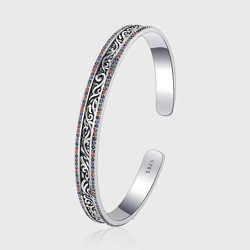 Bracciale Rétro Argento S925 Rattan Intagliato - Eleganza Distintiva | Gioielli Perfetti - gioielliperfetti.it
