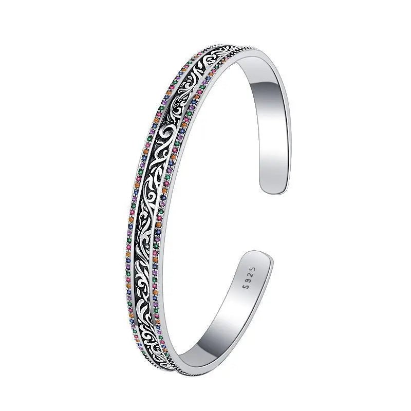 Bracciale Rétro Argento S925 Rattan Intagliato - Eleganza Distintiva | Gioielli Perfetti - gioielliperfetti.it