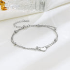 Bracciale Doppi Strati Cuore Argento S925 Regolabile - Eleganza Luminosa | Gioielli Perfetti - gioielliperfetti.it