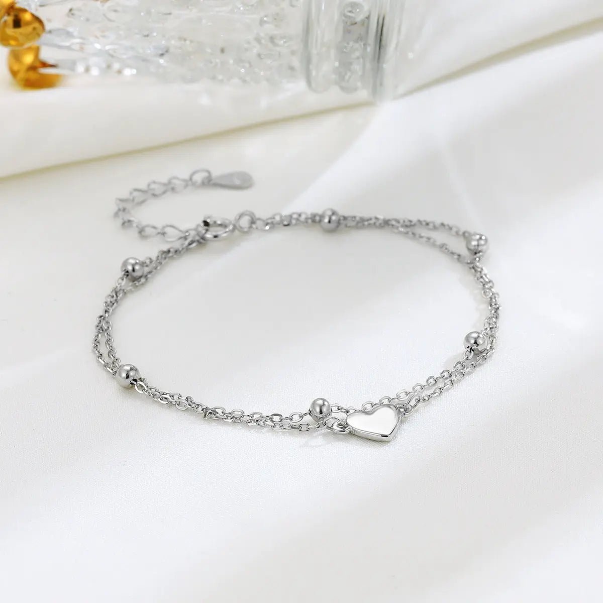 Bracciale Doppi Strati Cuore Argento S925 Regolabile - Eleganza Luminosa | Gioielli Perfetti - gioielliperfetti.it
