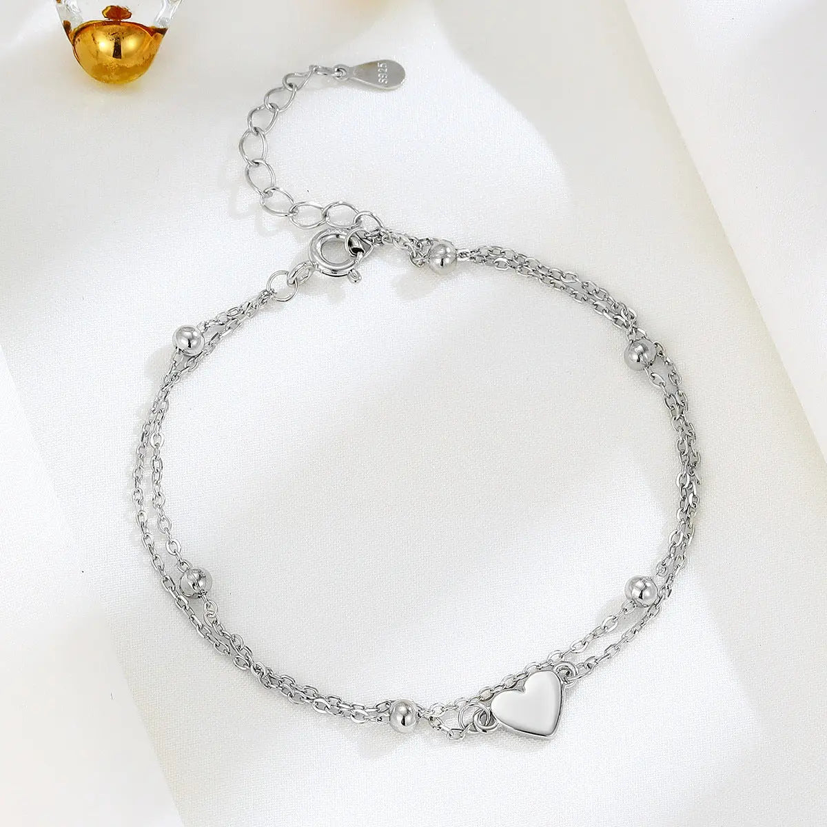 Bracciale Doppi Strati Cuore Argento S925 Regolabile - Eleganza Luminosa | Gioielli Perfetti - gioielliperfetti.it