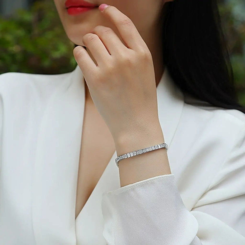 Bracciale Moissanite Certificata S925 - Eleganza Geometrica | Gioielli Perfetti - gioielliperfetti.it
